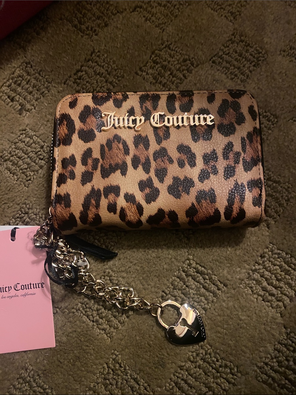 Juicy Couture Leopard Print Wallet with Gold Heart Charm